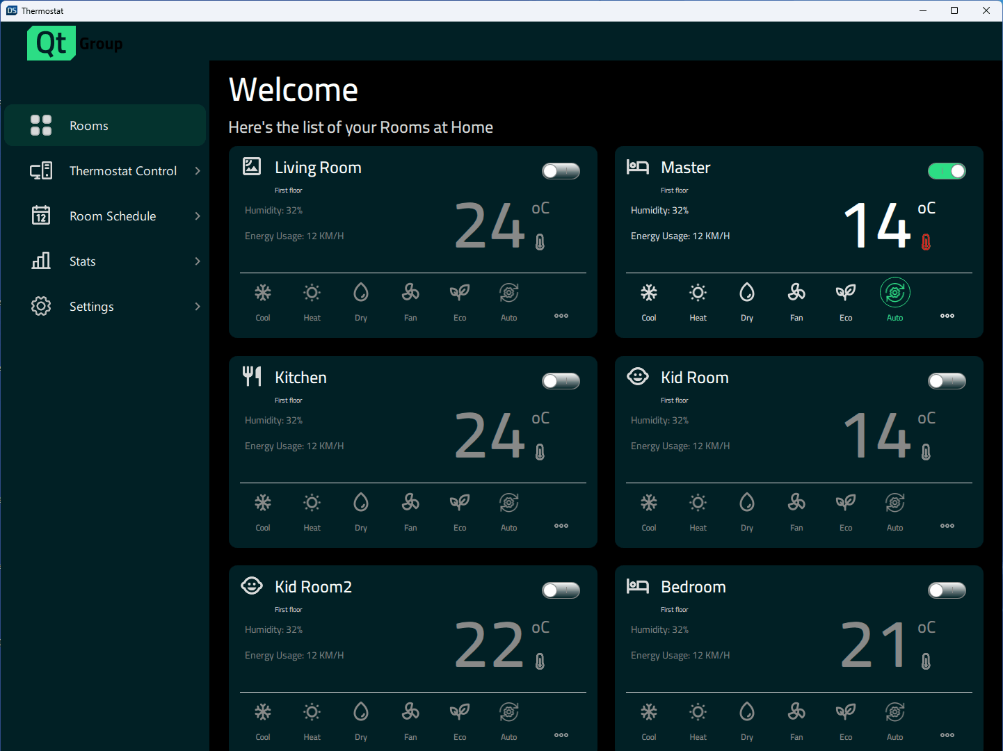 Dark UI theme on desktop screen