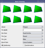 Application showing different geometric shapes and styles