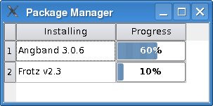 Package manager showing download progress