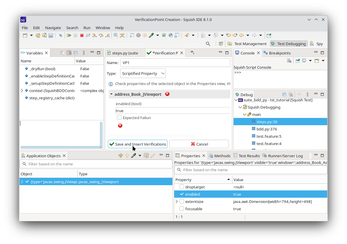 "Inserting Verification Point"