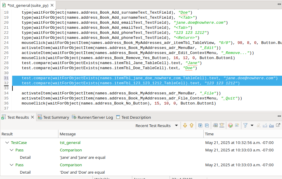 The newly inserted verification points