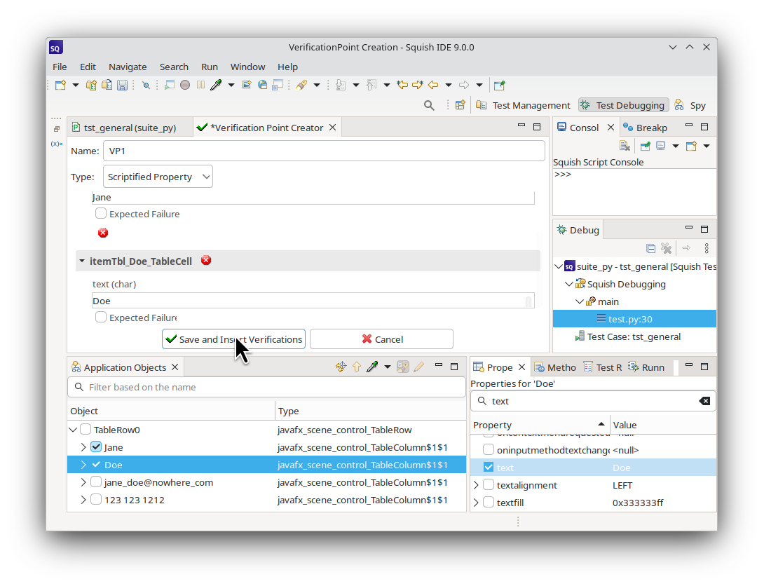 Two verification points about to be inserted