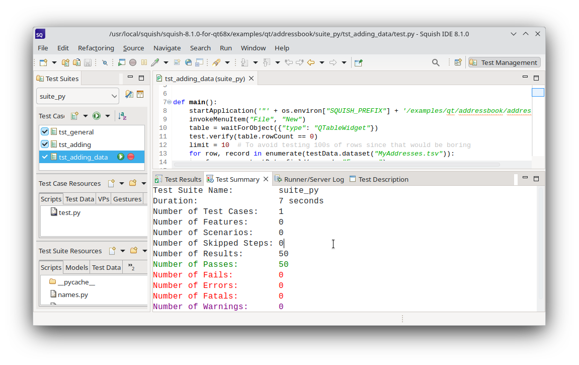 "Squish after a successful data-driven test run"