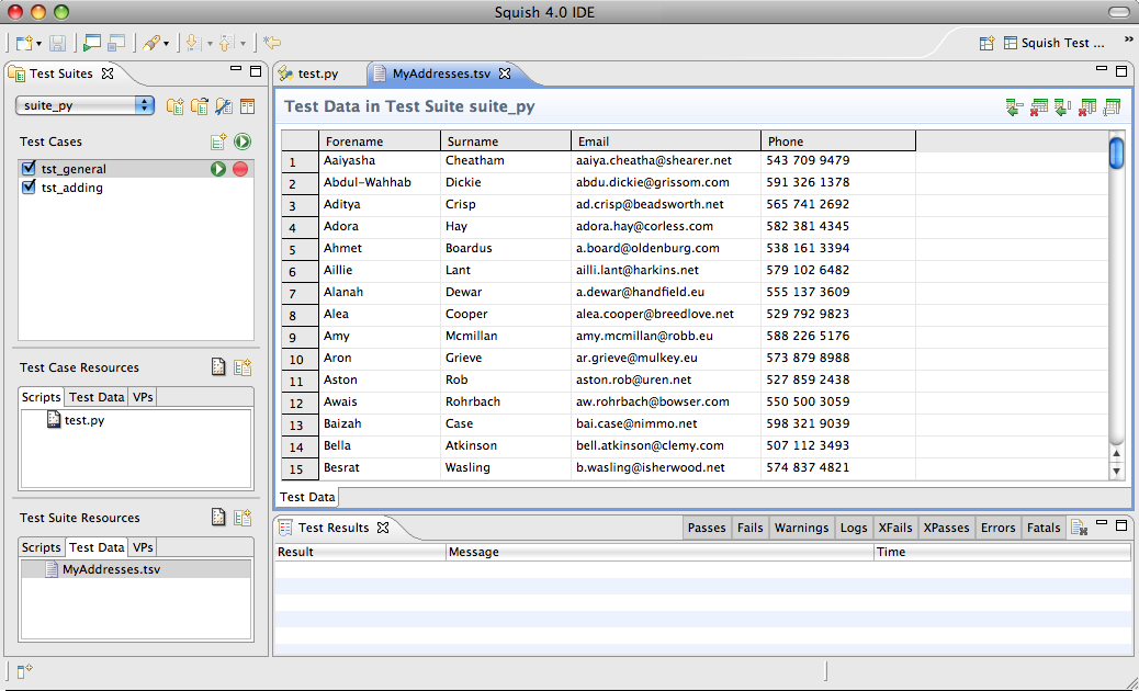 The Test Data Editor