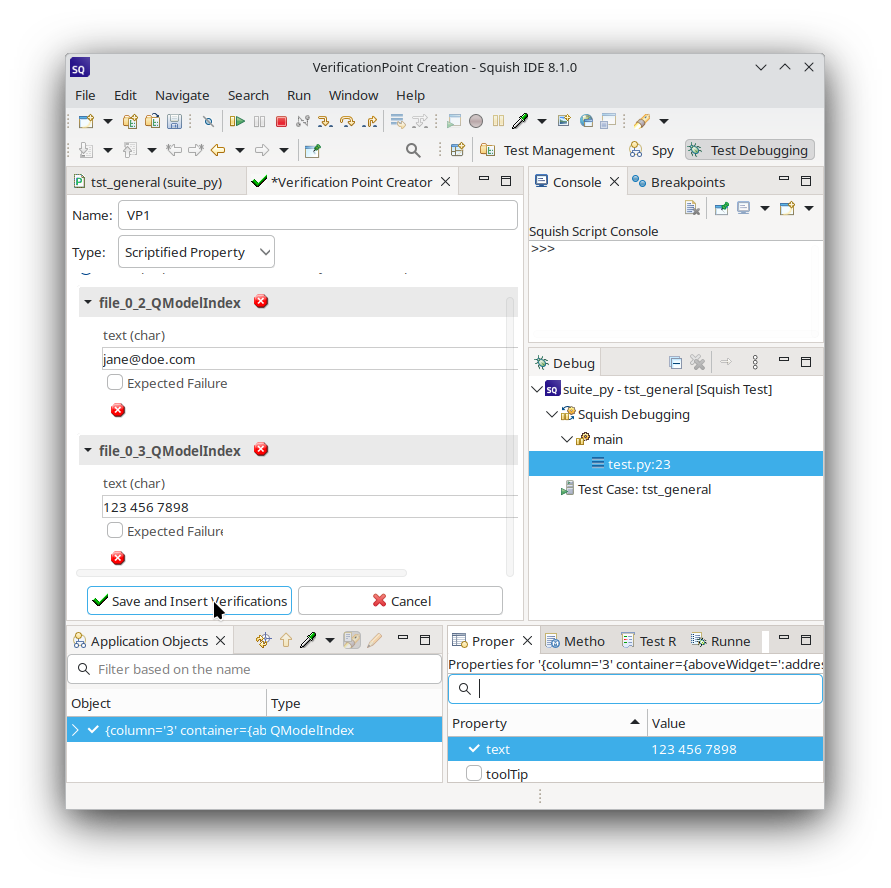 "VP creator with 2 properties to verify"