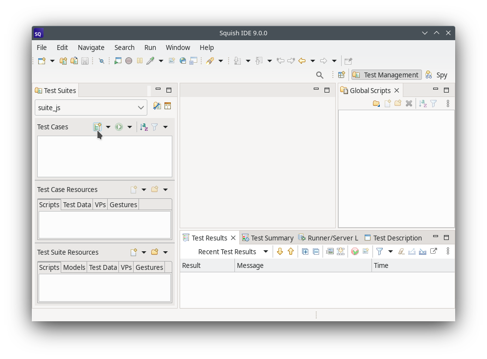 The \squishide with a newly created test suite