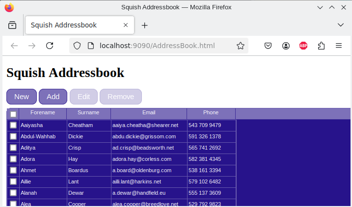 The Web \c {AddressBook.html} example