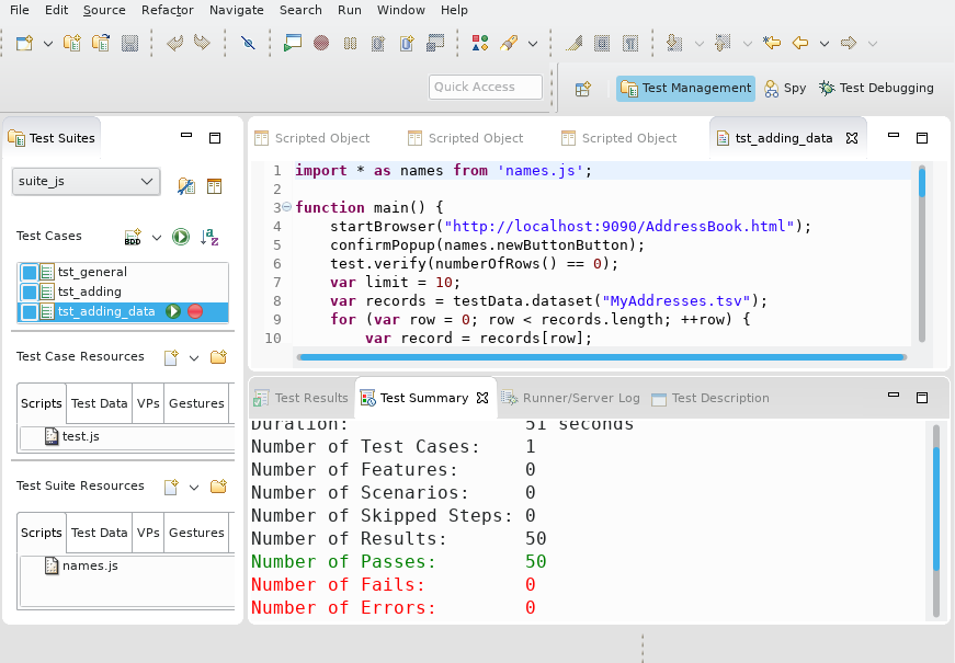 Test Summary after a successful data-driven test run
