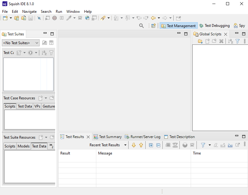"The Squish IDE with no Test Suites"